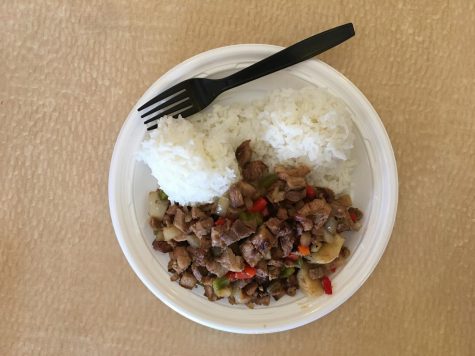 The one item combo of pork sisig and rice from Pick Your Plate in Hawthorne costs about $7.99. (Raphael Richardson | Warrior Life)