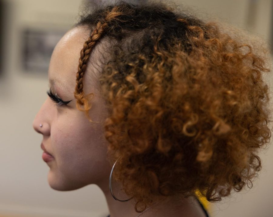 Womens gender and sexual studies major Kohana Johnson  showcases her natural hair, which she refers to as the Rue, a nod to the famous Hunger Games character on May 25. (Khoury Williams | The Union) 