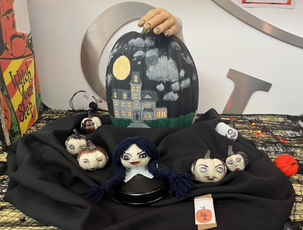 One of two Addams Family entries submitted into the El camino College pumpkin decorating contest, this entry submitted by The Warrior Welcome Center placed third on Tuesday, Oct. 31. (Delfino Camacho | The Union)
