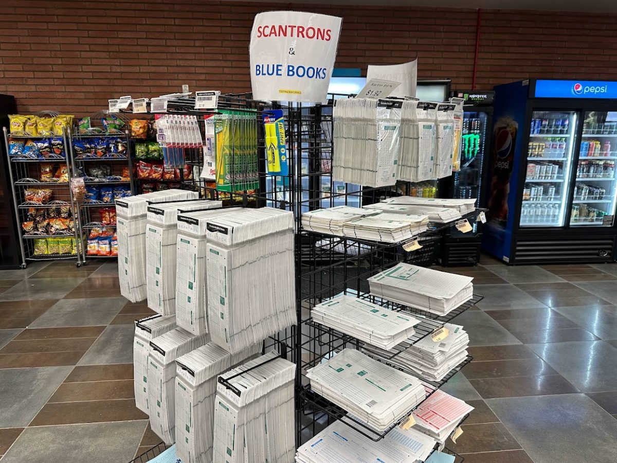 Scantrons, blue books and other exam materials for sale inside the Bookstore on Oct. 18. (Eddy Cermeno | The Union)