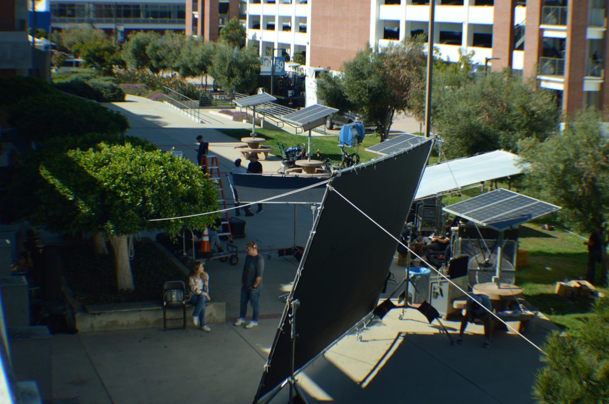 There was plenty of activity on the El Camino College campus as a commercial production crew had a major presence in various locations including directly in front of El Cappuccino cafe on Wednesday, Nov 8. (Clarence Davis | The Union)
