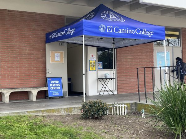 The El Camino College in-person COVID-19  Testing Center as it looked on Feb. 16, 2023. (Delfino Camacho | The Union)