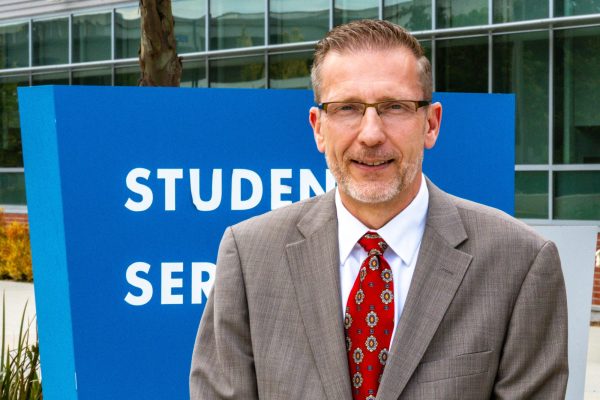 Vice President of Student Services Jeff Stephenson stands for a photo in front of the Student Services Building on Monday, Sept. 11, 2023. (Ethan Balderas | The Union)