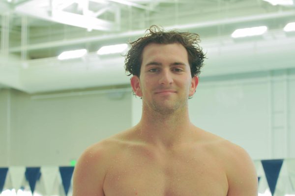 Sophomore and member of the swim and dive team at ECC, Justin Rash, has been in the top 10 and top 20 for various swim events during his time on the team and has put a lot of his passion into swimming along with supporting his brother's music career. (Isabelle Ibarra| The Union)