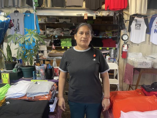 Vicenta Saldana sells an array of products at The Roadium, during weekdays she sells clothes and on weekends Saldana sells cleaning products and medicine.