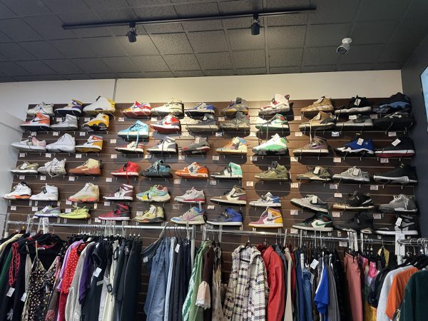 Air Jordans, Nikes and Pumas grace the walls of Uptown Cheapskate in Torrance on Tusday, Oct. 24. Sneakerheads will not break the bank in the name of acquiring new finds.