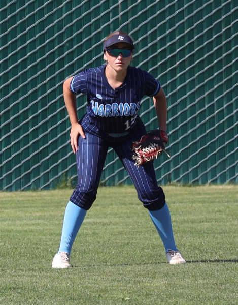 A versatile softball player, freshman catcher Anahi Pintado stays ready during a game against Chaffey College, playing at the left outfield position on Wednesday, March 20. Pintado has represented Mexico