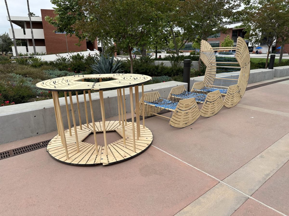 Some of the architecture projects for the Southern California Chapter of the National Organization of Minority Architects competition outside of the Industry Technology Education Center on Tuesday, May 14. (Eddy Cermeno | The Union)