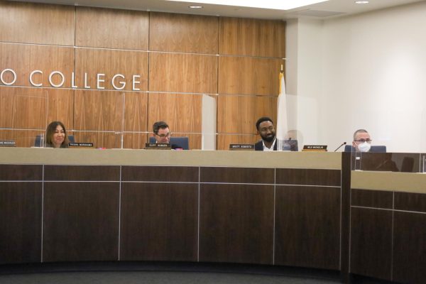 El Camino College Board of Trustee members voted on the approval of a new plagiarism-checking software to replace the previous software and help combat the rise of artificial intelligence in classrooms during the Monday, April 15 meeting. (Nick Miller | The Union)
