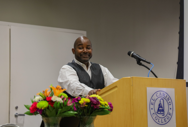 In the middle of his speech, Reuben Jacobs, a part-time faculty teacher from El Camino College, said how grateful and honored he is for receiving the award. April 24 (Dayana Rodriguez | The Union).