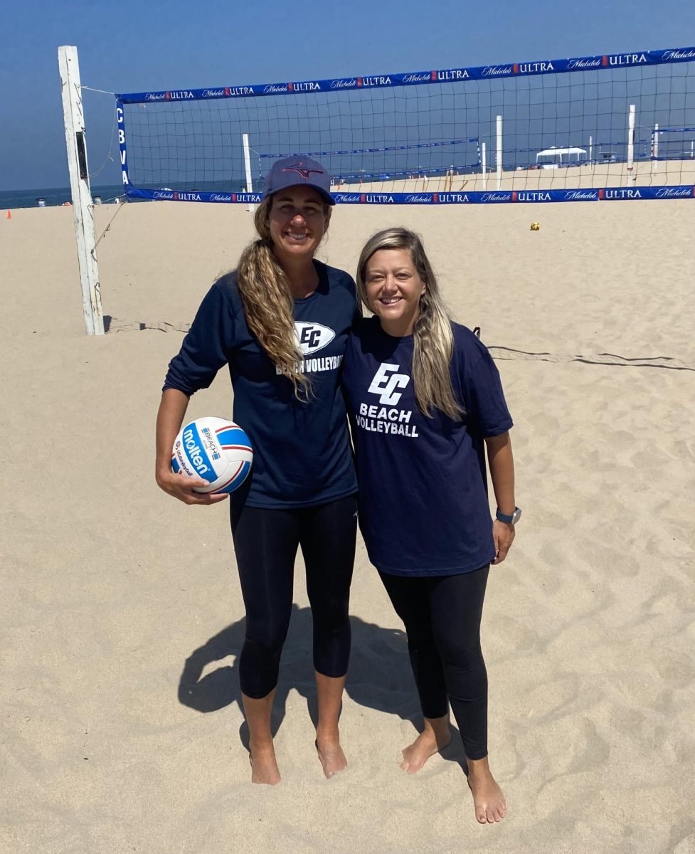 Three-time Olympic beach volleyball medalist April Ross with assistant beach volleyball coach Carolina Garbato. (Photo courtesy of April Ross)