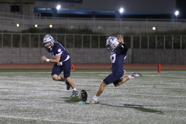 (Right) Wide Receiver, Isaiah Grubb, goes to make the kick off play during the third quarter. Isaiah is a Freshman at ECC and is from Fresno, California. (Kayla Mitchell | The Union)