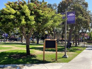 A bulletin board sits on campus on Wednesday, Oct. 2. The board is one of four installed on campus. (Camila Jimenez | The Union)