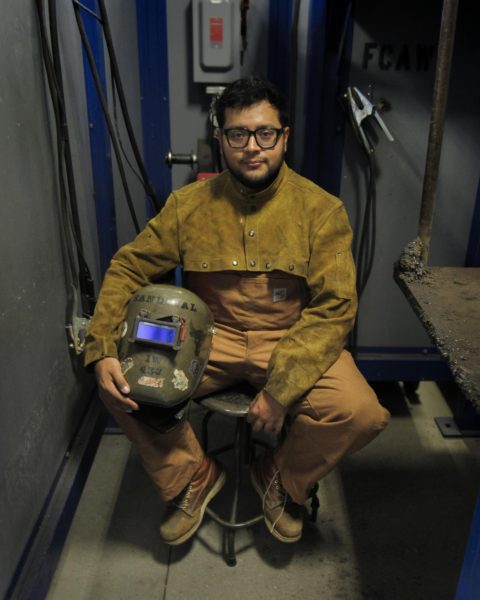 Albert Sandoval, 26, started his journey in welding in 2017, when he enrolled in an elective welding class at El Camino. Now, he works as Certified Welding Inspector (CWI) with ICC S1 Structural Steel and Bolting and ICC S2 Structural Welding. Also a part-time instructor at El Camino College teaching Structural Fabrication.