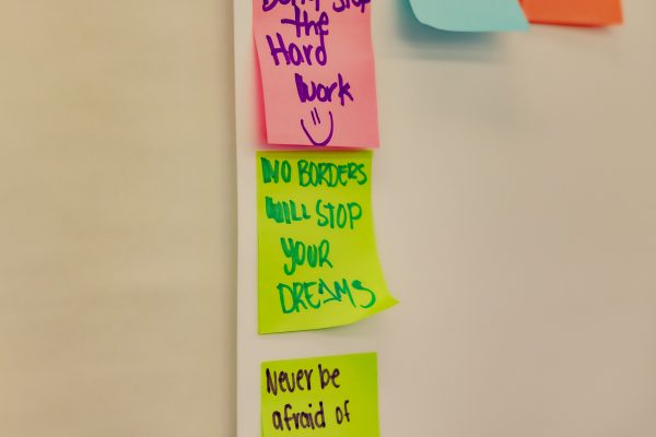 Post-it Board at the El Camino college DREAM Center on Wednesday, Oct. 22, 2025. The DREAM Center was formerly known as the Immigrant Student Success Center, but changed their name in order to protect undocumented students, Cruz said.. (Oriana de Quay | The Union)
