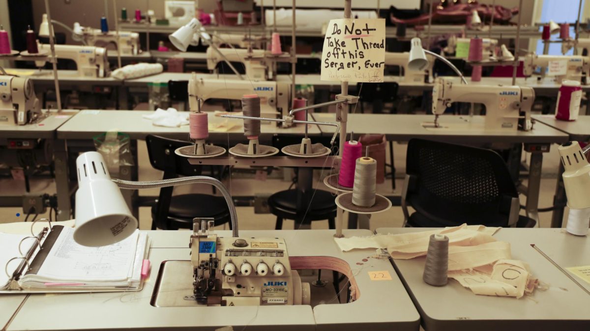 A serger machine sits in one of the fashion classrooms in the ITEC Building on Wednesday, Nov. 26. Serger machines aid in fashion alterations such as sewing and trimming. (Savannah Anderson | The Union) Photo credit: Savannah Anderson