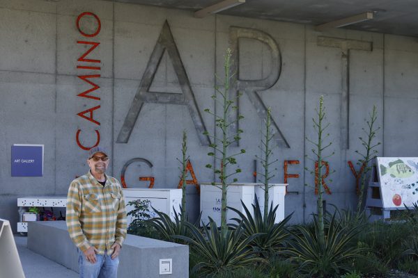 Director of the El Camino College Art Gallery and Museum Programming Michael Miller outside of the gallery, a space where students' artwork goes on display, on Nov. 19, 2025. [Seph Peters | The Union]