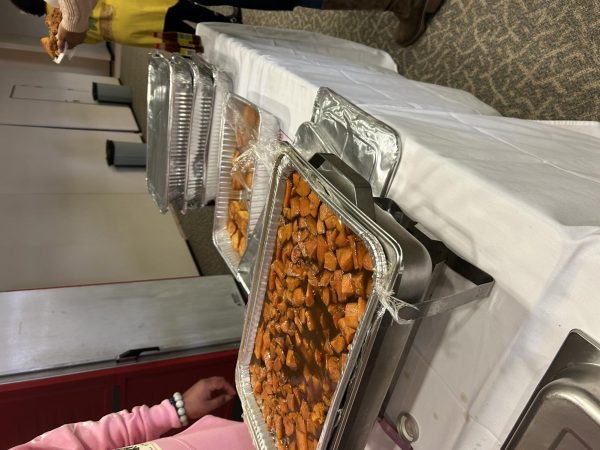 The El Camino College Black History Month celebrations end with the Soul Food event in the East Dining room, serving fried chicken, candied yams, cornbread, collard greens, and more on Tuesday, March 3. The event used a new caterer, A Family Affair Southern Cuisine. (Isaac Ramirez | The Union)