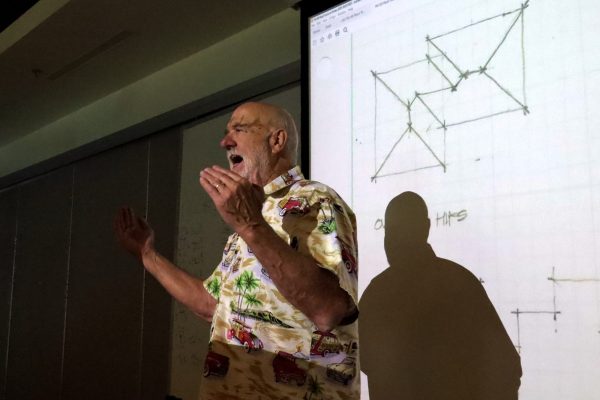 El Camino College's architecture instructor, Daniel Richardson, 75, passionately gives his lecture on the subject at room 202 in the Industry Tech Building on April 7th, 2026. (The Union | Patrick Martinez)