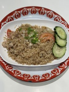 Fried rice with shrimp, pork and cucumbers costs $16.99 at the Bowl Thai Grill restaurant. (Ananya Iamcharoen | Warrior Life)