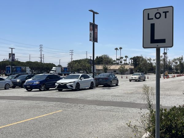 Parking Lot L at El Camino College near El Camino Commons. Spaces in Lot L were among three lots offered on SpotHero for the FIFA World Cup match Friday, June 12. Photo taken Thursday, June 11. (Eleni Klostrakis | The Union).